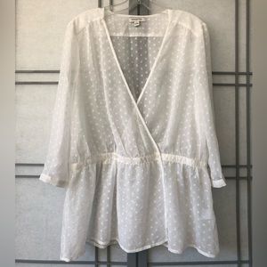 Banana republic white polka dot top XL